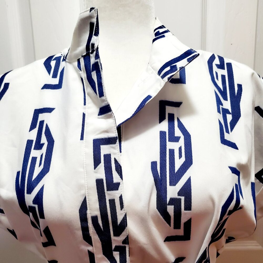 Finley Blue Cotton Shirt Dress Small Coastal Hamptons Preppy Luxury - Picture 5 of 14